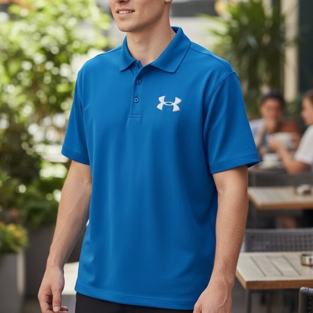 Under Armour UA HeatGear Regular Fit Golf Polo Shirt Men Royal Blue Medium